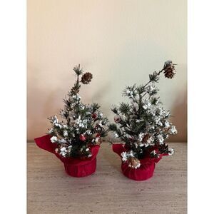 Lot of 2 Faux Weighted Christmas Trees
